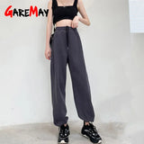 Women's Tracksuit Pants Elastic Waist Wide Leg Oversized Loose White Sweatpants Women Gray Baggy Joggers Autumn Long