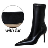 Shoes Leather Boots Women Ankle Boots Autumn Winter Boots Women High Heels Short Boots Ladies Booties Chaussures