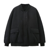 / Winter 2025 New Women's Washed Cotton Jacket Loose Pocket Pilot