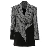 New Tassel Personality Material Irregular Splicing Five-Pointed Star Loose Version Of The Suit Jacket