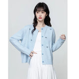 Round Collar Knitted Cardigan Women 2025 Spring And Autumn New Loose Design Thin Sweater Coat Short