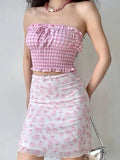 2024 New Summer Retro Butterfly Print Half-Body Dress Woman High-Waisted Body-Buffed Skirt Short