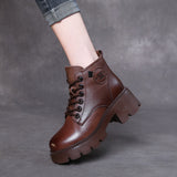 Kraft With Martin Boots Girl Autumn And Winter Leather Two Cotton Boots Children Thick And Loose Cake Single Boots Retro