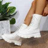 Winter New Large-Size Front With Thick Bottom Chkles And Fashion Buckle Round Head Martin Boots