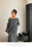 Elegant Knitted Suit Women's Shoulder Sweater Tops In Autumn And Winter