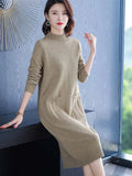 Autumn Winter New Loose Thickened Knitted Woolen Dress Long Sleeve Woman Dress Fashion Style Sweater Streetwear