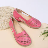 Summer Large-Size Casual Sandals Women's Slope Hollow Pure Color Single Shoes Low-Heeled Sandals