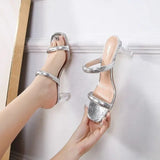 Drag 2025 Summer Simple Fashion Comfortable New Square Head Splicing One-Character Crystal Coarse High Fashion Cool