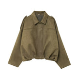 New Fashion Temperament Imitation Leather Effect Bomber Jacket