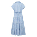 New Hollow Embroidered Shirt Long Dress