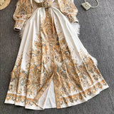Court Style Print POLO Collar Dress Women's Summer Lantern Sleeve High-End Chic Design Light Luxury