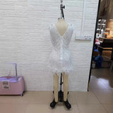 Elegant Fashion-Free-Backed V-Neck Sling With Diamond Niche Slit Tight Sleeveless Long-Packed Dress Women's