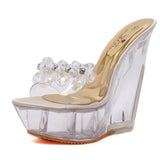 Zingj Glass Diamond Crystal Slope With Slippers Women's Summer Waterproof Platform Anti-Skid Thick Bottom Sexy Versatile
