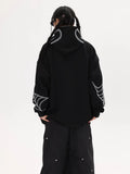 Embroidery Punk Spider Zip Up Hoodie-Outfit