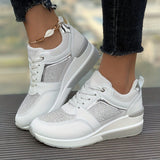 Spring And Autumn New Color Tie With Thick-Soled Women's Singles Shoes Large-Size Water Drill Sports Casual