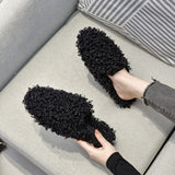 Half Slippers Women Autumn And Winter Round Head Plus Flat Bottom Lazy Muller Warm Cotton Shoes Large Size