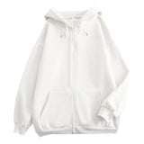 Flat Hooded Ins College Windy Loose Zipper Thick Hooded