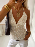 Shiny Shiny Sling Sling Small Vest Woman 2025 Summer V Collar Hanging Neck