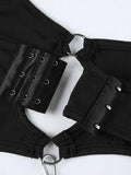 O Ring Cutout Black Cami Bodysuit- Outfit