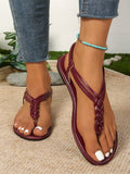 New Women's Flat-Bottomed Large-Size Woven Women's Sandals Fashion Roman Shoes Style
