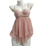 Female Pyjamas Women Summer Small Breast Belt Steel Ring Pure Lust Style Lace Slings Aja Girls Thin