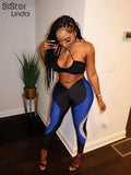 Fashion Patchwork Sporty Pants Women Skinny Elastic High Waist Body-Shaping Leggings Attirewear Female Wild