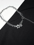 Rhinestone Decor Charm Necklace-Outfit