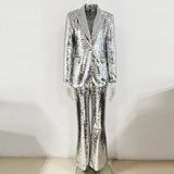 Spring And Summer New Star Fashion A Buckle Mesh Lintel Suit Trousers Set Two