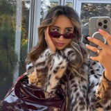 Women's Explosive Wild Leopard-Print Small Short Collar Imitation Fur Wool