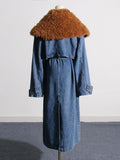 Zingj Temperament Long Trench Coat Spring 2024 New Removable Wool Collar Small Design Sense Denim
