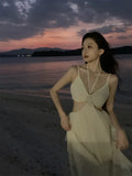 Zingj French Dress Show Back Pure Desire Wind 2023 New Socialite Temperament Seaside Vacation