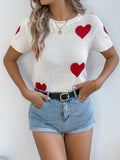Shooting 2025 Spring And Summer Casual Love Short-Sleeved Knit Shirt Valentine's Day Dress Women's