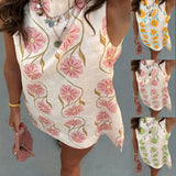 Women's 2025 Summer New Casual Pink Flower Round-Neck Sleeveless Vest