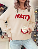 And Winter Christmas Sweater Women Loose Lettered Long-Sleeved Knitted Shirt