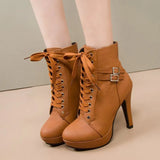 Autumn 2025 Cross-Tie Martin Boots Fine High Women's Short Boots Fashion Belt Buckle Female