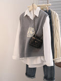 Style Embroidery Design Sense Coat V Collar Knitted Sweater Comfortable Sleeveless Vest New Waistcoat Shows Thin