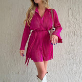 Dress 2025 Women's New Dress Flower Print Skirt With Long-Sleeved