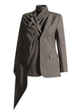 The Autumn Of 2025, The New Fashion Shawl-Style Slaying Splicing Body Slimming Blazer Woman's