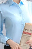 Women Shirts Woman White Shirt Long Sleeve Blouse Office Lady business Pink Shirts Button Solid Women work Blouses