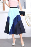 New Fashion Women Vintage Summer Party Pleated Casual Print A Line Skirts Robe Femme One Size Lastic Band Midi