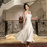 Zingj Elegant Ruffles White Midi Dresses 2023 Summer New Evening Party Women Clothes Fashion Sundress Birthday Ladies Dresses 211-1-Outfit