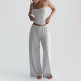 Women's Fashion Slings Tight Rope Sexy Waist Wide Legs Loose Suit
