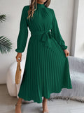 Autumn And Winter Elegant Long Sleeves To Close The Waist 100 Folding Dress Dress Women's