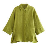 Women's INS Exploding Loose Linen Shirts Tight Straight Pants Set