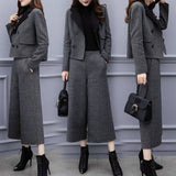 New Women's Clothing Autumn And Winter Two Sets Of Trousers With Trousers With Tyribs, Coat Broad Leg Trousers Casual Fashion Suit Women's