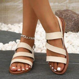 Large-Size Buckle Flat Bottom Dew Sandals Women Buckle Beach Cool Slippers
