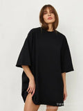 Spring Summer New 260G Cotton T-Shirt Hot Pure Color Short-Sleeved Women Loose Large Version