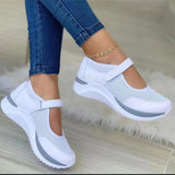 New Casual Single-Shoe Women's Thick Sole Flying Weave Breathable Magic Stick Casual Mesh Large Size Women's