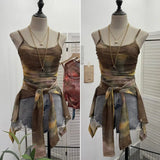 Babes Tie-Dye Net Yarn Sunscreen Cardigan Two Sets Of Sling Vest + Long-Sleeved Shirt Top