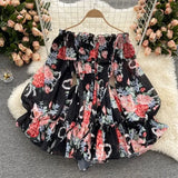 Vacation Word Shoulder Print Chiffon Jumpsuit Skirt Super Fairy Loose Broad Leg Pants Shorts